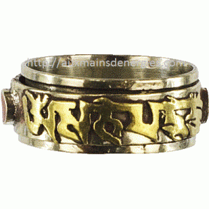 RING OM MANI PADME BRASS AND WHITE OR NO WHEELS SIZE-11